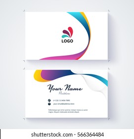 Business card template with Triangle abstract concept and commercial design. vector illustration