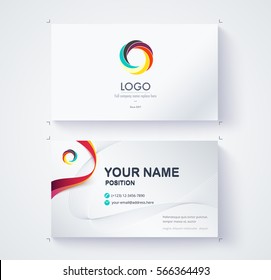 Business card template with Triangle abstract concept and commercial design. vector illustration