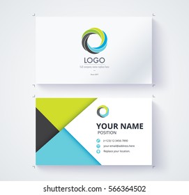Business card template with Triangle abstract concept and commercial design. vector illustration