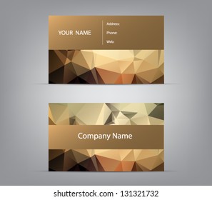 Plantilla de tarjeta de visita con fondo geométrico triangular polígonal. Marca, marca, empresa, empresa, identidad, papelería. Diseño de estilo moderno y limpio