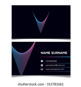 Business Card Template With V Logo,Vector Illustration