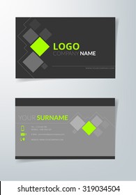 Business card template vector background green square box element with space for text and artwork design