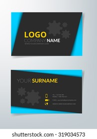 Business card template vector background blue and black element with space for text and artwork design