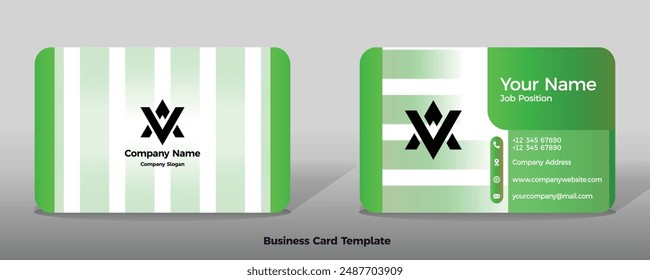 Business card template vector color abstract geometry card business finance industrial people green