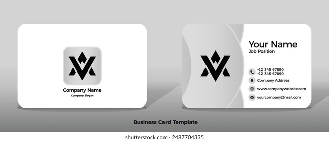 Business card template vector color abstract geometry card business finance industrial people metalic silver