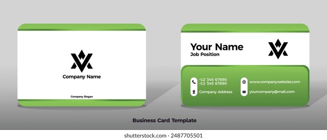 Business card template vector color abstract geometry card business finance industrial people green gradient