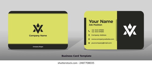 Business card template vector color abstract geometry card business finance industrial people dark brown yellow simple modern