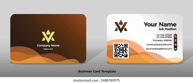 Business card template vector color abstract geometry card business finance industrial people brown gradient