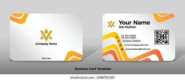 Business card template vector color abstract geometry card business finance industrial people yellow orange gradient shape