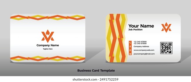 Business card template vector color abstract geometry card business finance industrial people stripped orange yellow
