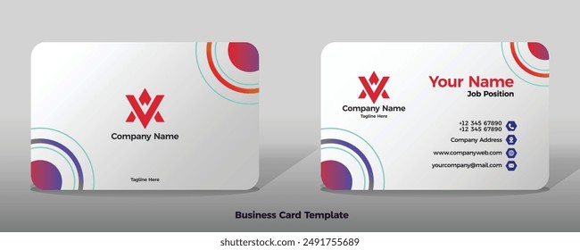 Business card template vector color abstract geometry card business finance industrial people gradient circle and line circle