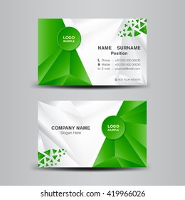  business card template vector illustration,green polygon background,flyer design, name card template,vector illustration