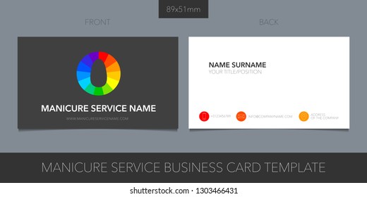 Business card template vector layout for nails business, manicure salon 