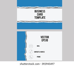 Business card template vector. Torn paper design
