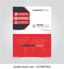 Business card Template, visiting card Design. Red & Black color Busines Card with logo element letter, multi color vector design