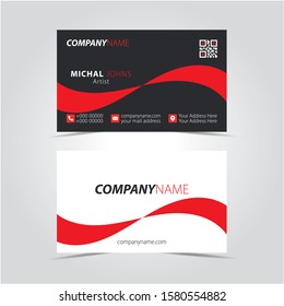 Business card Template, visiting card Design, Red & Black color Business Identity with logo element letter, multi color vector design