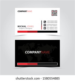 Business card Template, visiting card Design, Red & Black color Business Identity with logo element letter, multi color vector design