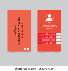 Business card Template, visiting card Design. Red & Black color Busines Card with logo element letter, multi color vector design