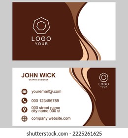 Business card Template, visiting card Design. White and Brown color Busines Card with logo element letter
