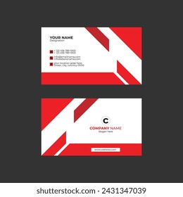 Business card Template, visiting card Design, Red and white color Business Identity with logo element letter, multi color vector design.