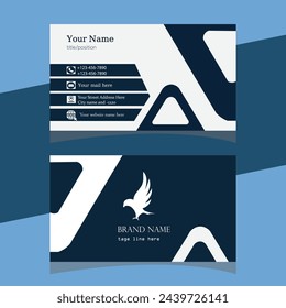 Business card Template, visiting card Design,  Blue and white color Business Identity with logo element letter, multi color vector design   
