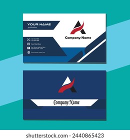 Business card Template, visiting card Design,  Blue and white color vector design  