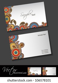 Business card template or visiting card set with elegant floral designs. EPS 10. Vector illustration.