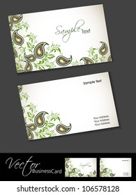 Business card template or visiting card set with elegant floral designs. EPS 10. Vector illustration.