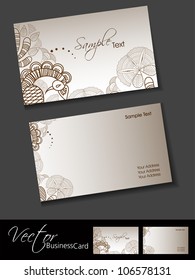 Business card template or visiting card set with elegant floral designs. EPS 10. Vector illustration.