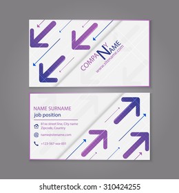 Business card template or visiting card set with arrow pattern, abstract vector illustration for your creative design.
