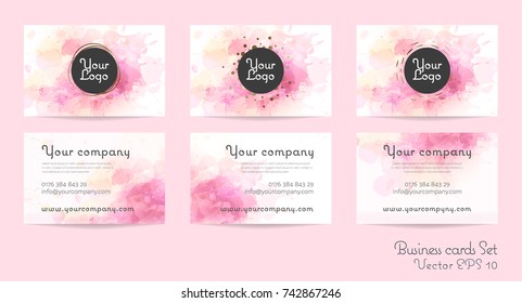 Business Card Template Watercolor Background Your Stock Vector (Royalty ...