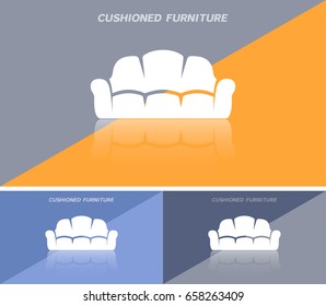 Business card template or web banner design with sofa icon