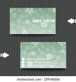 Business card template with winter background. Eps10 Vector illustration