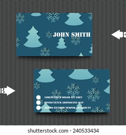 Business card template with winter background. Eps10 Vector illustration