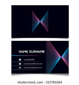 Business Card Template With X Logo,Vector Illustration