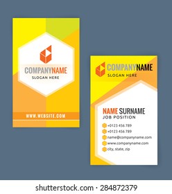 Business card template. Yellow background, Illustration Vector eps10 