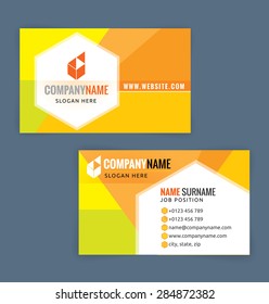 Business card template. Yellow background, Illustration Vector eps10 