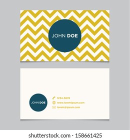 Business card template, yellow pattern vector design editable