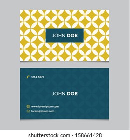 Business card template, yellow pattern vector design editable