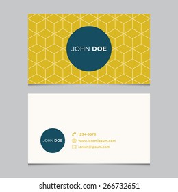 Business card template, yellow pattern vector design editable