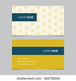 Business card template, yellow pattern vector design editable
