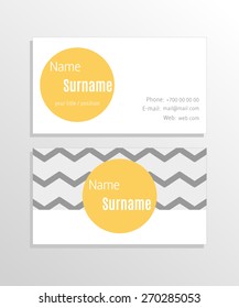 Business card template, yellow pattern vector design editable