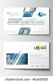 Business card templates. Cover design template, easy editable blank, abstract blue flat layout, vector illustration