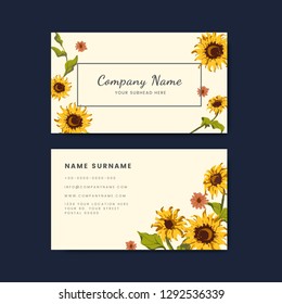 Business card templates with decorative sunflower design