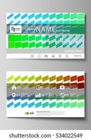 Business card templates. Easy editable layout, vector design template. Colorful rectangles, moving dynamic shapes forming abstract polygonal style background