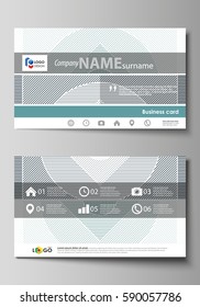 Business card templates. Easy editable layout, abstract vector design template. Minimalistic background with lines. Gray color geometric shapes forming simple beautiful pattern