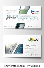 Business card templates. Easy editable layout, abstract flat design template, vector illustration. Chemistry pattern, hexagonal molecule structure. Medicine, science, technology concept.