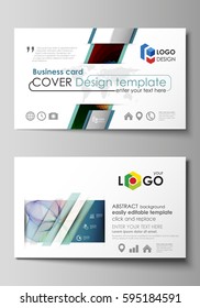 Business card templates. Easy editable layout, flat style template, vector illustration. Colorful design with overlapping geometric shapes and waves forming abstract beautiful background
