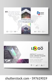 Business card templates. Easy editable layout, abstract vector design template. Retro style, mystical Sci-Fi background. Futuristic trendy design