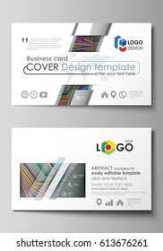 Business card templates. Easy editable layout, abstract vector design template. Bright color lines, colorful style with geometric shapes forming beautiful minimalist background